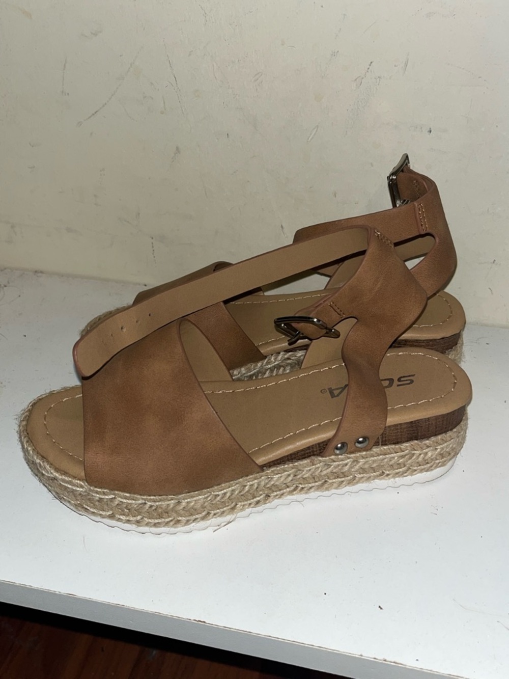 Soda Brown Espadrille Platform Sandals for Kids